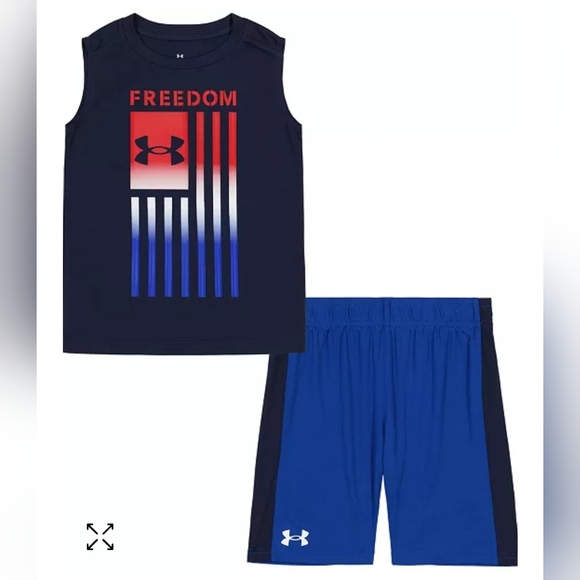 Under Armour Other - Under Armour Toddler Boys Freedom Flag Tank Top and Shorts Set Midnight…